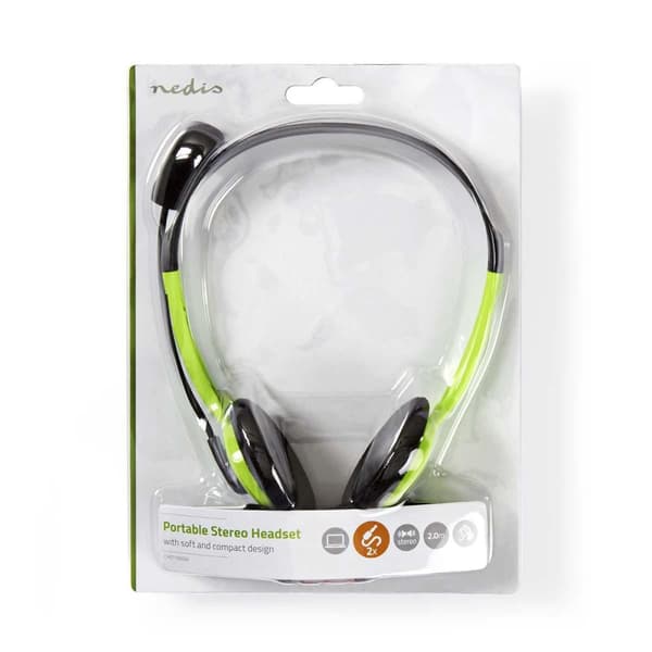 PC headset | On-Ear | Stereo | 2x 3.5 mm | Vikbara Mikrofon | Grön