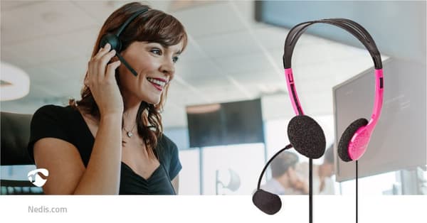 PC headset | On-Ear | Stereo | 2x 3.5 mm | Vikbara Mikrofon | Rosa