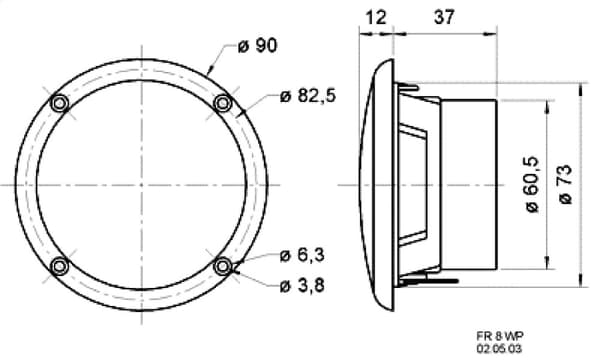 FR 8 WP - 4 Ohm (hvit) - Saltvannsbestandig 8 cm (3,3") full-range høyttaler
