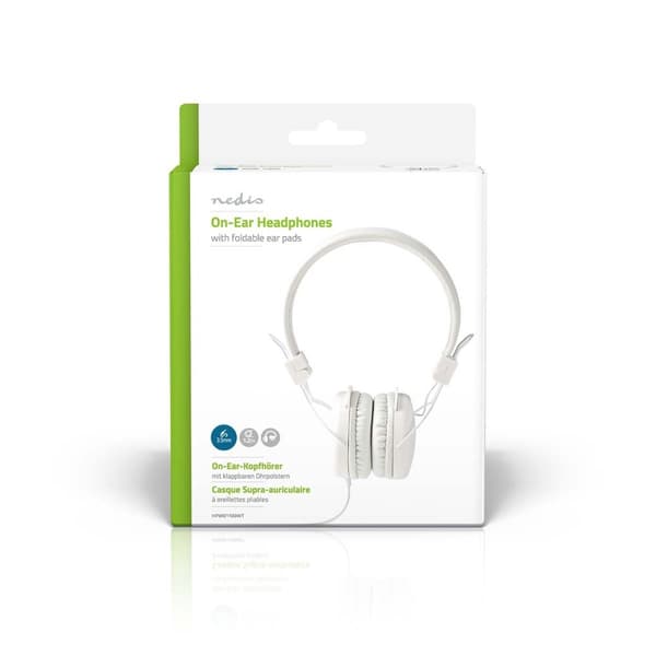 On-Ear hodetelefoner med kabel | 3.5 mm | Kabellengde: 1.20 m | Hvit