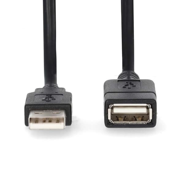 USB-kabel | USB 2.0 | USB-A Hane | USB-A Hona | 480 Mbps | Nickelplaterad | 3.00 m | Rund | PVC | Svart | Label