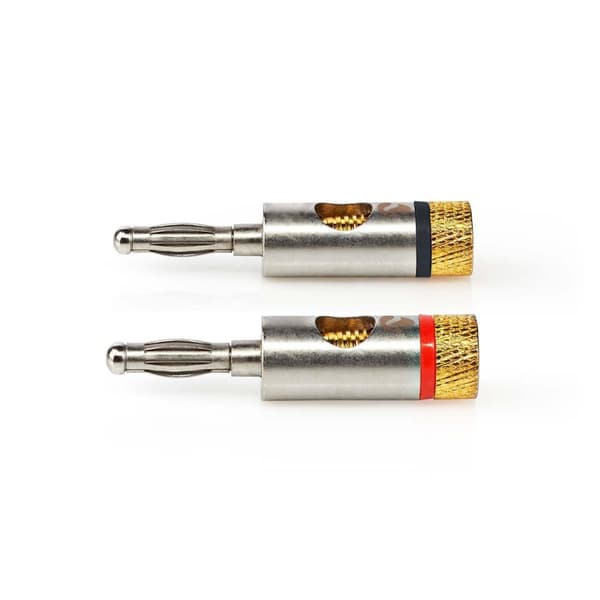 Banana Connector | Lige | Han | Guldplateret | Skru | Kabeldiameter: 3.0 mm | Metal | Guld | 2 stk. | Konvolut