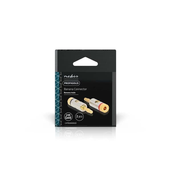 Banana Connector | Lige | Han | Guldplateret | Skru | Kabeldiameter: 3.0 mm | Metal | Guld | 2 stk. | Konvolut