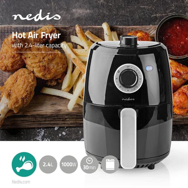 Hot Air Fryer | 2.4 l | Timer: 30 min | Analog | Aluminium / Sort
