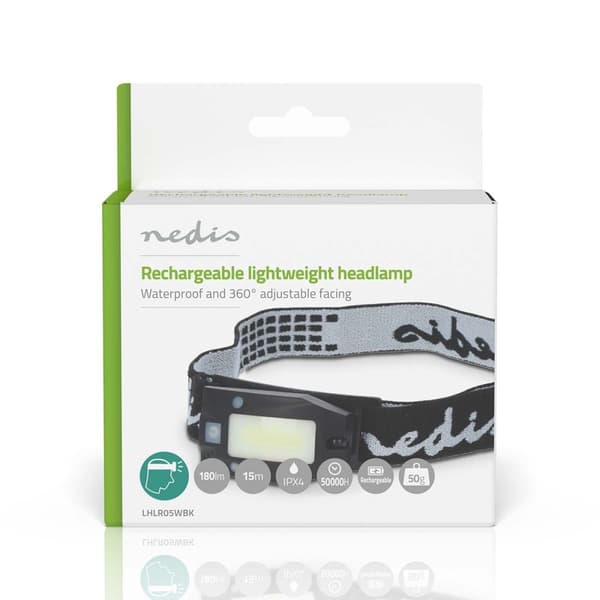 LED otsalamppu | Paristokäyttöinen / USB Virta | 3.7 V DC | Paristot sisältyvät | Ladattava | Nimellisvaloteho: 180 lm | Valoalue: 20 m
