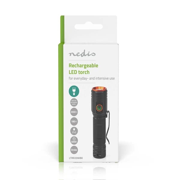 LED Taskulamppu | Paristokäyttöinen | 3.7 V DC | 20 W | Sisäänrakennettu Litium-Ioni | Paristot sisältyvät | Ladattava | Nimellisvaloteho: 2000 lm | V