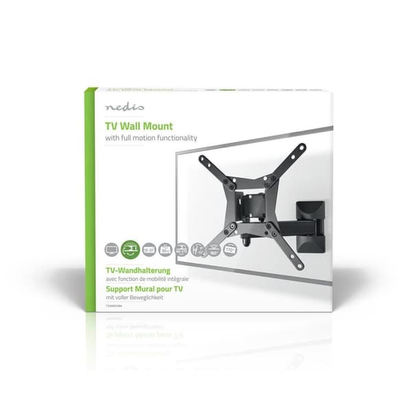 Fuld Motion TV Vægbeslag | 10-32 " | Maksimal vægt: 30 kg | Vipbar | Kan drejes | Minimum vægafstand: 68 mm | Maksimal vægafstand: 370 mm | 3 Drejepun