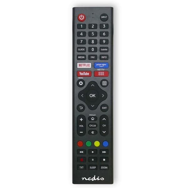 Utskifting Fjernkontroll | Egnet for: Hi-Sense | Forprogrammert | 1 Enhet | Amazon Prime / Disney + Button / Netflix Knapp / Rakuten TV Button | Infra Sort