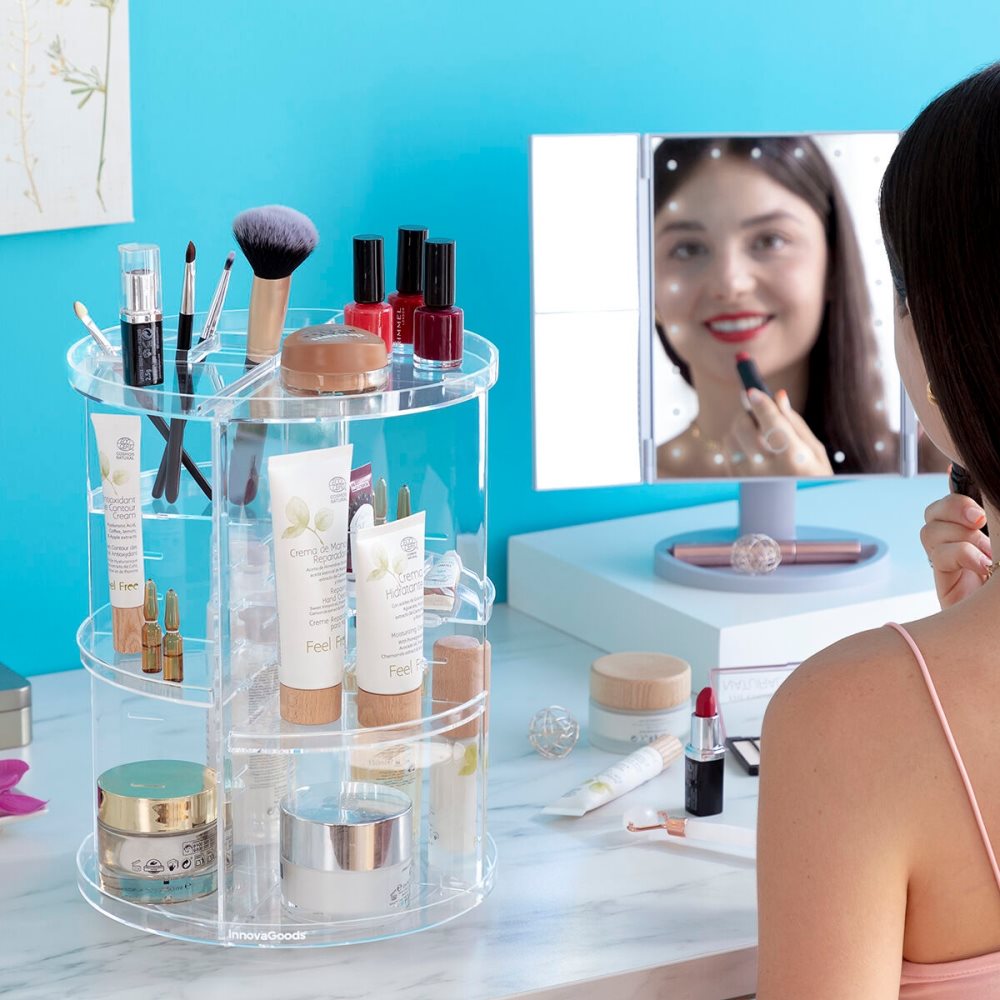Rotating makeup organizer