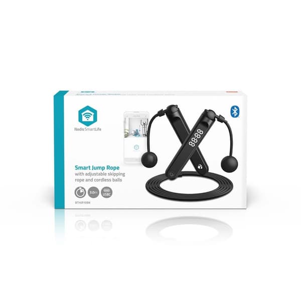 SmartLife Ulkoliikunta | Hyppynaru | Bluetooth | Dual Hall sensor | LED-Näyttö | PVC | 3.00 m | Kiristysnyörilaukku / Langattomat pallot | Musta