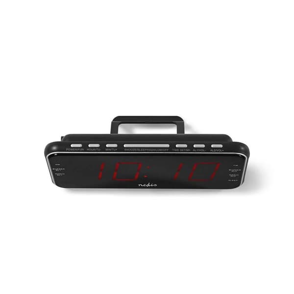 Digital vækkeur Radio | LED Display | 1x 3.5 mm Audio Input | Tidsprojektion | AM / FM | Snooze funktion | Sleep timer | Antal alarmer: 2 | Sort