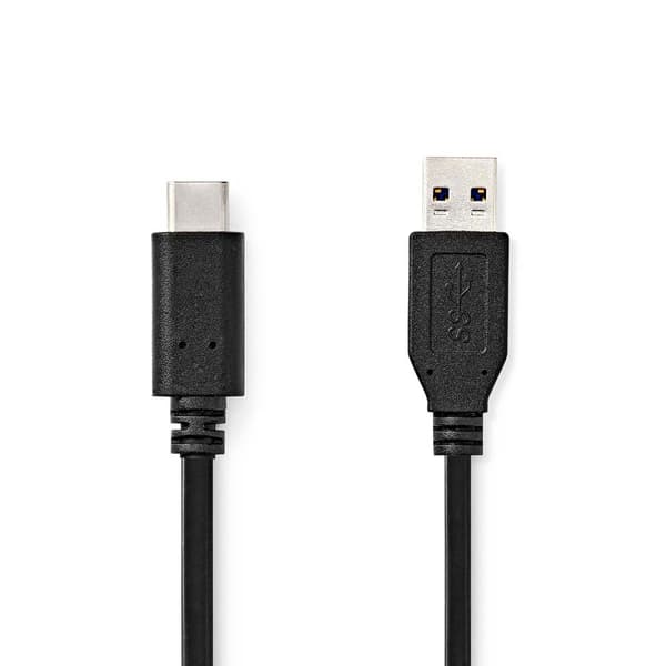 USB-kabel | USB 3.2 Gen 2 | USB-A Han | USB-C™ Hann | 60 W | 10 Gbps | Nikkel belagt | 1.00 m | Rund | PVC | Sort | Label