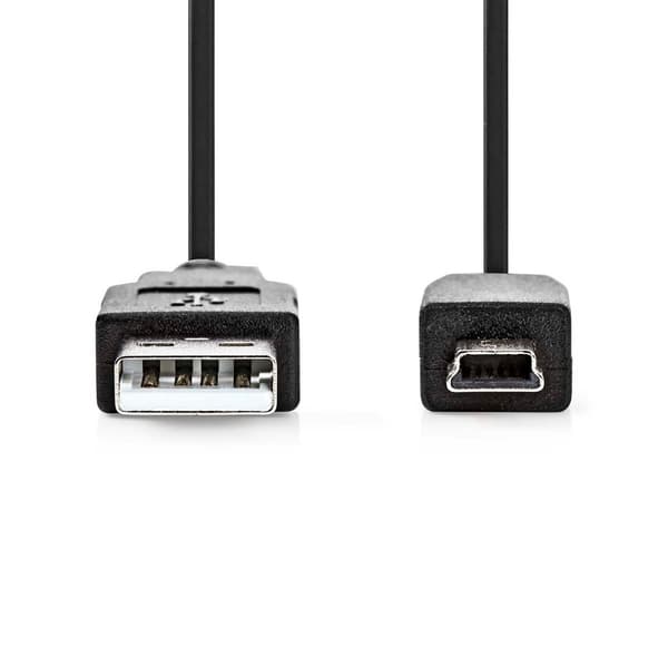 USB-kabel | USB 2.0 | USB-A Han | USB Mini-B 5 pins Han | 480 Mbps | Nikkel belagt | 3.00 m | Rund | PVC | Sort | Label