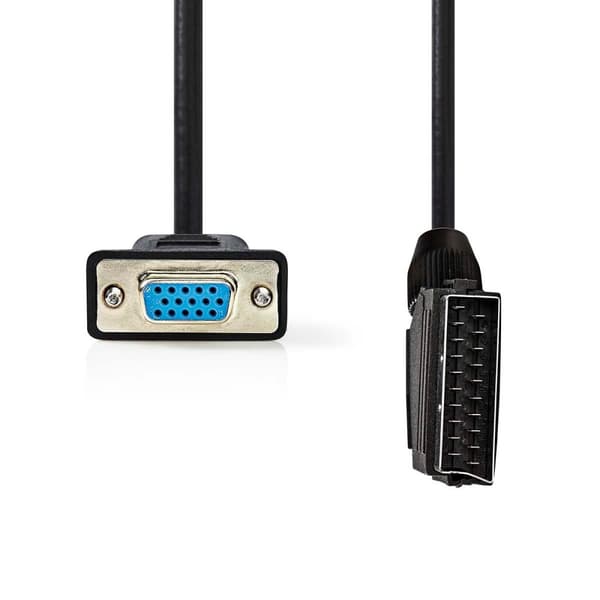 SCART-kabel | SCART Hann | VGA Hun 15p | Nikkel belagt | 480p | 2.00 m | Rund | PVC | Sort | Label