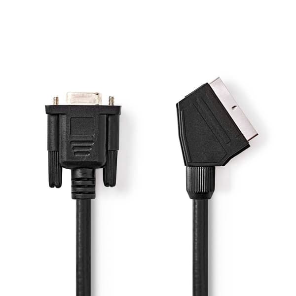 SCART-kabel | SCART Hann | VGA Hun 15p | Nikkel belagt | 480p | 2.00 m | Rund | PVC | Sort | Label