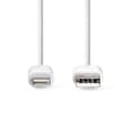 Miniatyrbild 2 av 4: Lightning Kabel | USB 2.0 | Apple Lightning, 8-stifts | USB-A Hane | 480 Mbps | Nickelplaterad | 3.00 m | Rund | PVC | Vit | Label