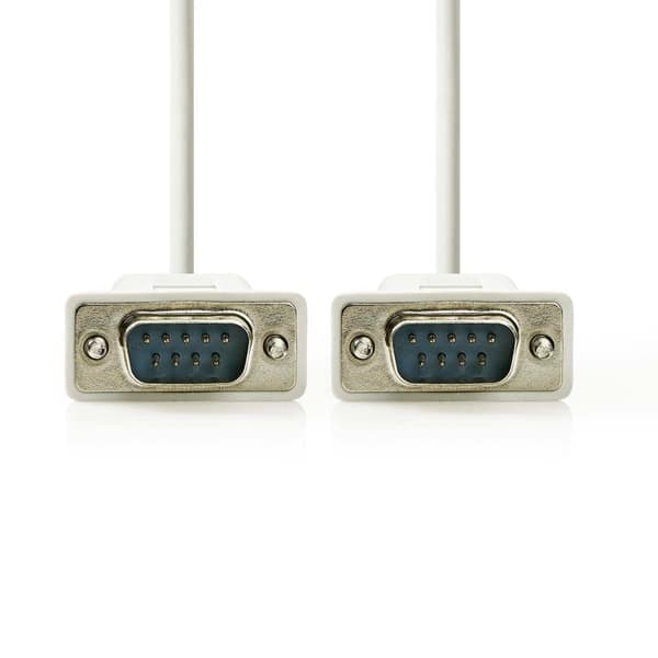 Seriel kabel | D-SUB 9-Pin han | D-SUB 9-Pin han | Nikkelplateret | 2.00 m | Runde | PVC | Elfenben | Label