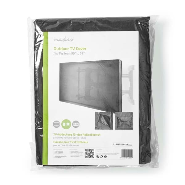 Utendørs TV Screen Cover | Skjermstørrelse: 65 - 70 " | Høyeste kvalitet Oxford | Sort
