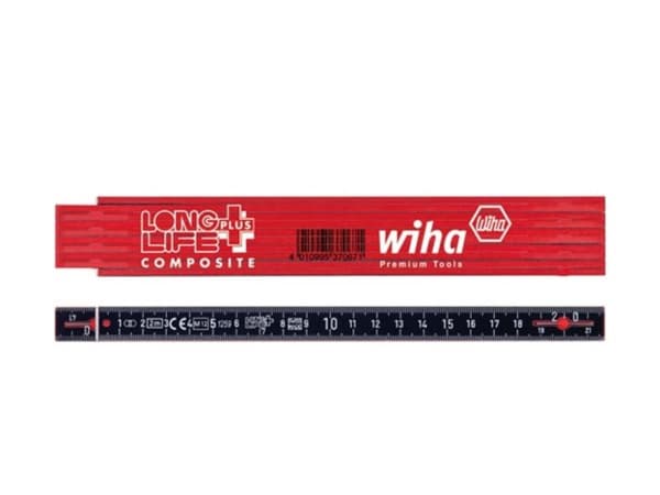 Wiha foldelineal Longlife Plus Composite 2 M metrisk, 10 segmenter (37067) Rød/ Sort