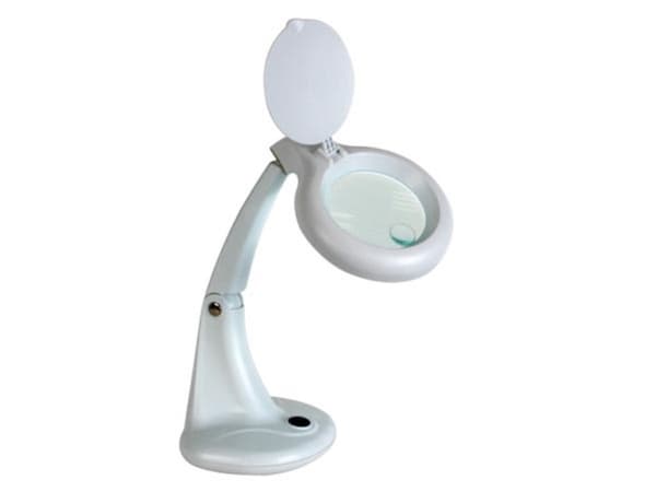 Bordlampe Med Forstørrelsesglass 3 + 12 Dioptri - 12W - Hvit