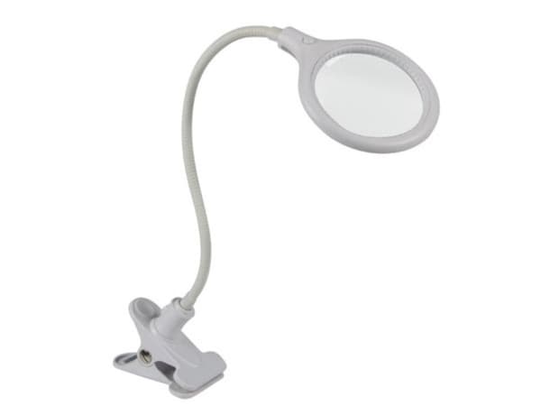 Led skrivebordslampe med klips og forstørrelsesglass - 5 dioptri - 6 W - 30 lysdioder - hvit Hvit