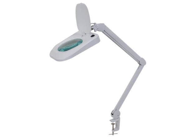 Led skrivebordslampe med forstørrelsesglass 5 dioptri - 10 W - 60 lysdioder - hvit