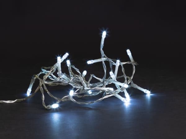 Meissa Led - 2 M - 20 hvide lamper - Gennemsigtig ledning - Modulator - Batterier medfølger ikke