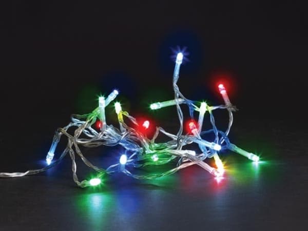 Meissa Led - 2 M - 20 flerfarvede lamper - Gennemsigtig ledning - Modulator - Batterier medfølger ikke