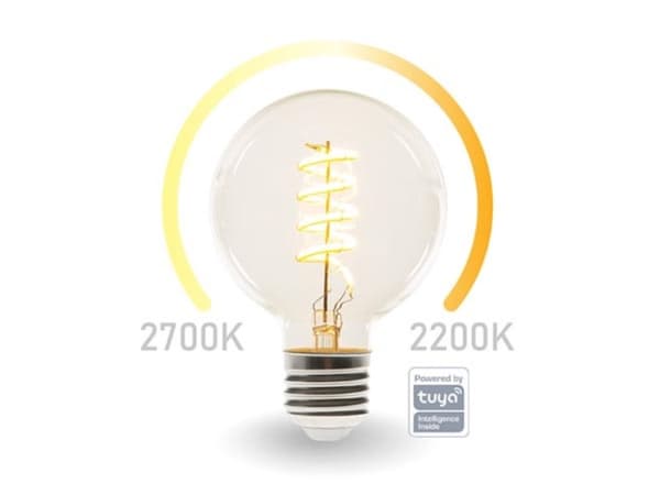 Smart Wifi Filament Pære - Varm hvid & Intens varm hvid - E27 - G95