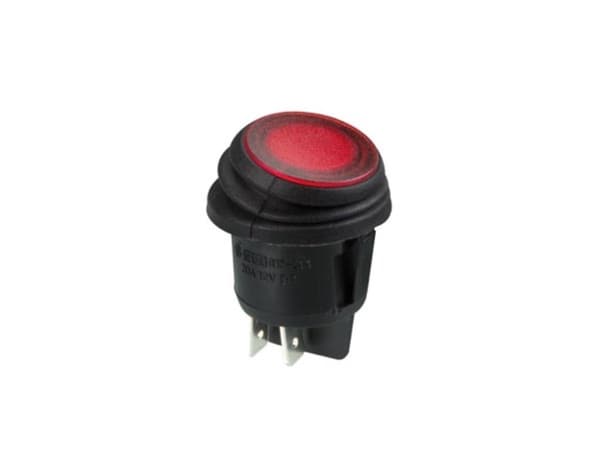 Oplyst vippekontakt - Rød LED 12V- 2P/On-Off