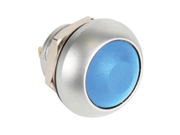 Mini rund metal trykknap med blå knap 1P Spst Off-(On)