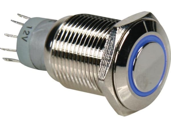 Rund Metal Switch Spdt 1No 1Nc - Blå Ring