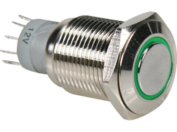Rund metallbryter Spdt 1No 1Nc - Grønn Ring