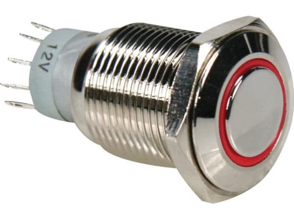 Rund Metal Switch Spdt 1No 1Nc - Rød Ring