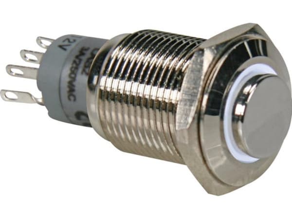 Høy rund metallbryter Spdt 1No 1Nc - Hvit Ring
