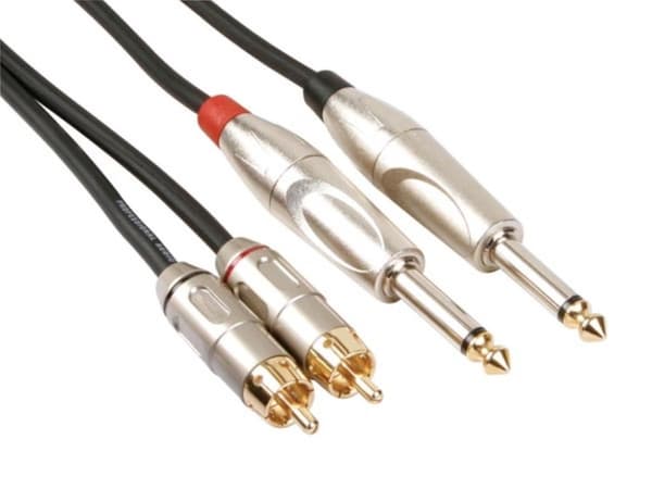 Rca-Jack-kabel - 2 X Rca hanne til jack 6,35 Mm - Mono - 5 M