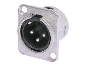 Neutrik - Xlr monteringskontakt, 3-stift hane, Silverpläterad, Nickel, D-Size