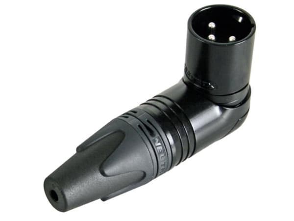 Neutrik - Xlr hannkabelkontakt, 3-polet, rett vinkel, nikkelhus, sølvkontakter - svart