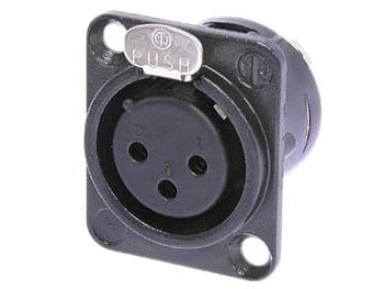 Neutrik - Xlr monteringsstik, 3-pin hun, guldbelagt, sort, D-størrelse