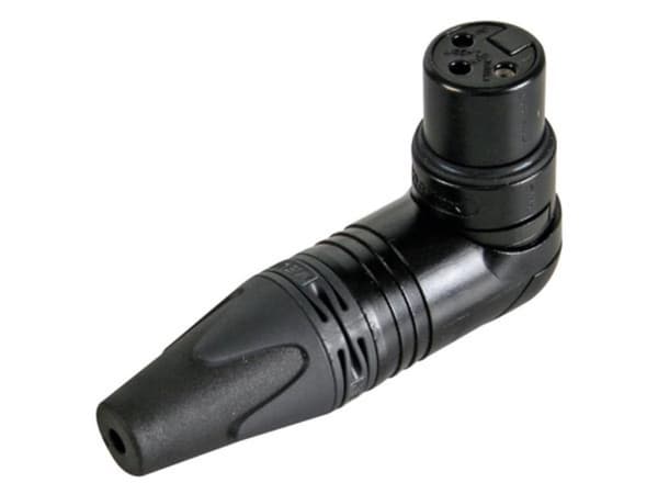 Neutrik - Xlr hunnkabelkontakt, 3-polet, rett vinkel, nikkelhus, sølvkontakter - svart
