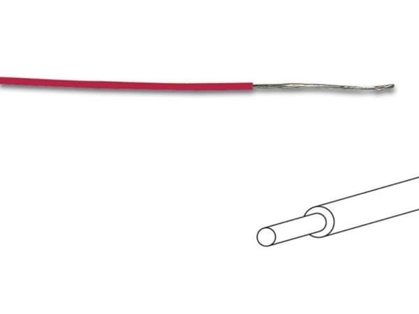 Tilkoblingsledning - Ø 1,4 Mm - 0,2 Mm² - Full kjerne - Rød