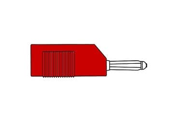 Parringsstik 4 mm med langsgående eller tværgående kabelmontering, med skrue / rød (Bsb 20K)