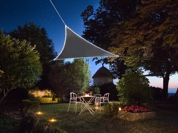 Varjostuspurje sisäänrakennetulla led-reunuksella - kolmio - 3,6 x 3,6 x 3,6 M - antrasiitti