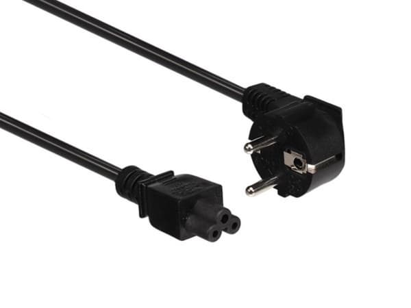 Strømledning Svart Cee 7/7 90° + C5 L=1,8 M H05Vv-F 3G0,75 Mm²