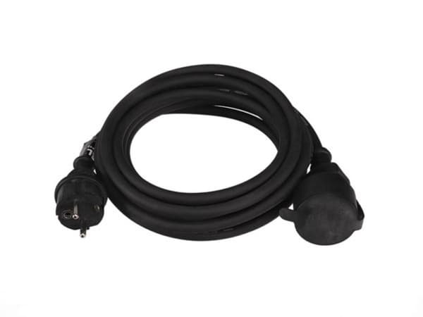 Gummiforlengelseskabel - 5 M - Sort - 3G1.5 - Fransk stikkontakt