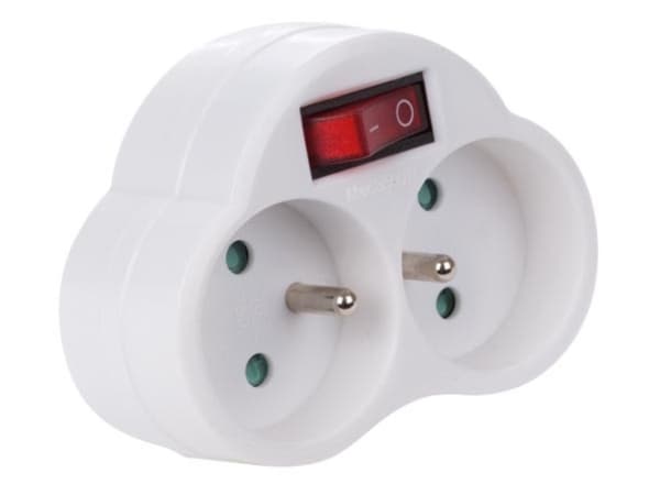 Adapter med tænd/sluk-knap - 2 fatninger - Fransk fatning