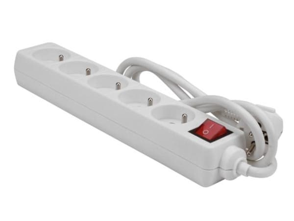 5-vejs stikkontakt med kontakt - 1,5 M kabel - hvid - fransk stikkontakt
