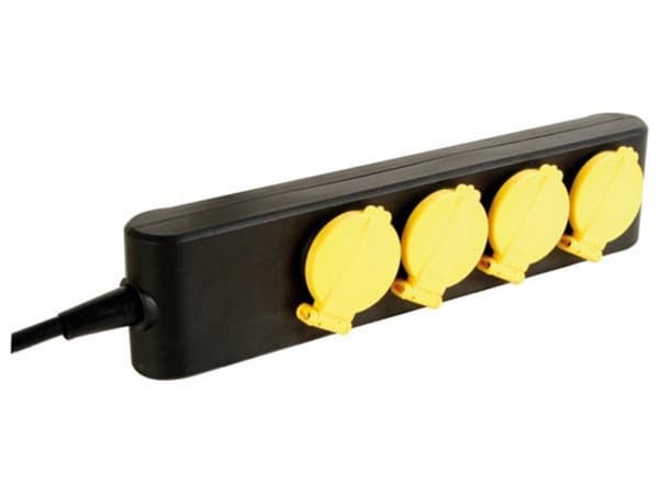4-vejs stikkontakt - Ip44 - 1,5 M kabel - Schuko