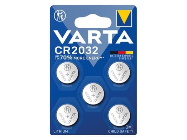 Blister med 5 X Cr2032 Lithium 3,0 V - 230 Mah
