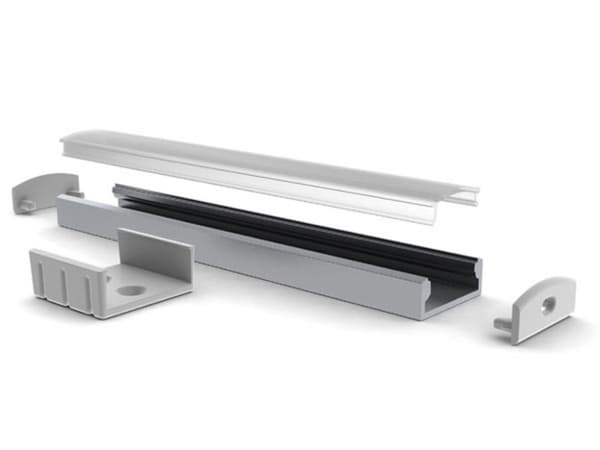 Slimline bred - 8 mm - anodisert i sølv aluminiumsled profil - 2 M